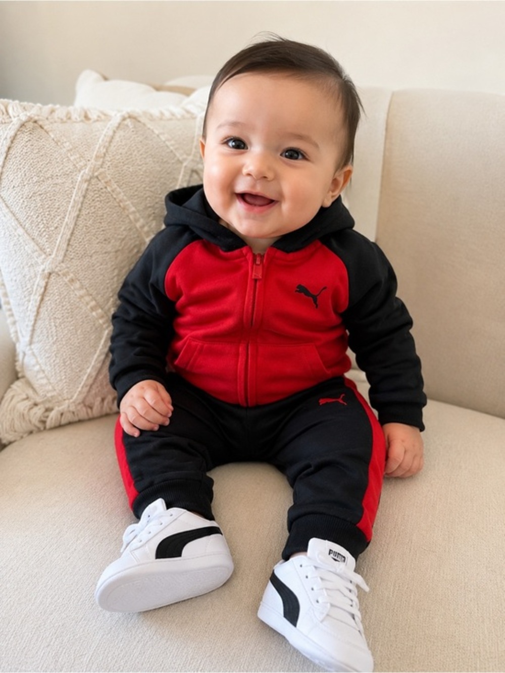 Puma Red and Black Baby Hoodie & Joggers Set